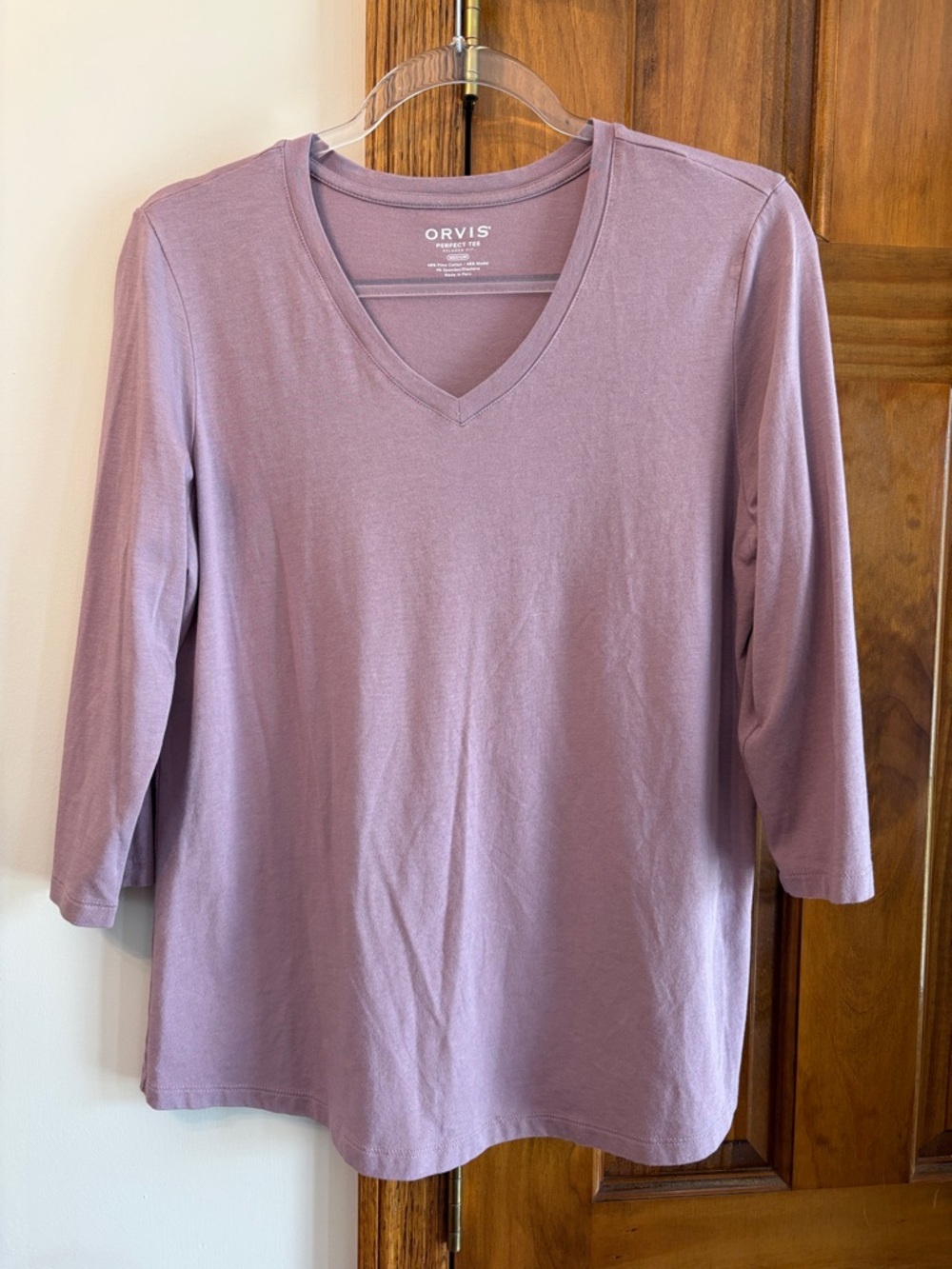 Orvis Lavender V-Neck Elbow Length Sleeve Tee